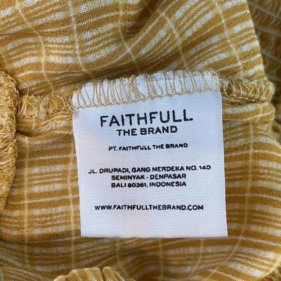 Faithfull the Brand First Light Crop Top‎ Smocked Waist Size 6 Yellow V-Neck - Picture 7 of 9